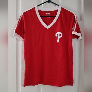 Women's Red Philadelphia Phillies V-Neck T-Shirt